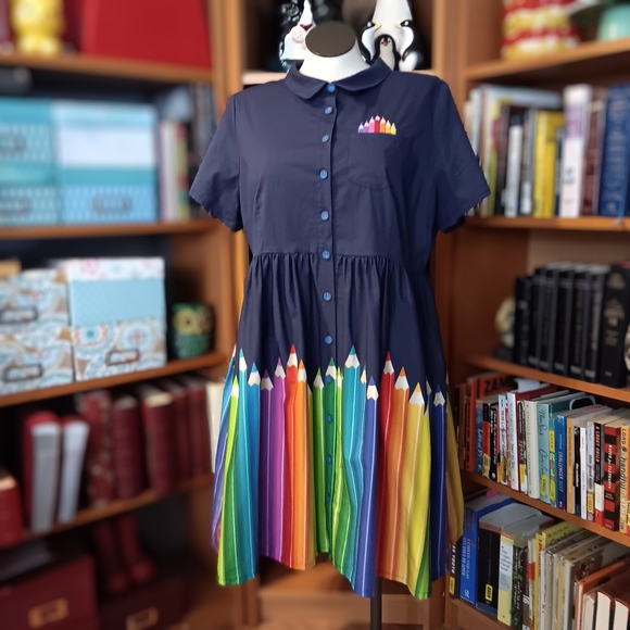 Harkel "Pencil Me In" Rainbow Colored Pencil Dress - Picture 4 of 14